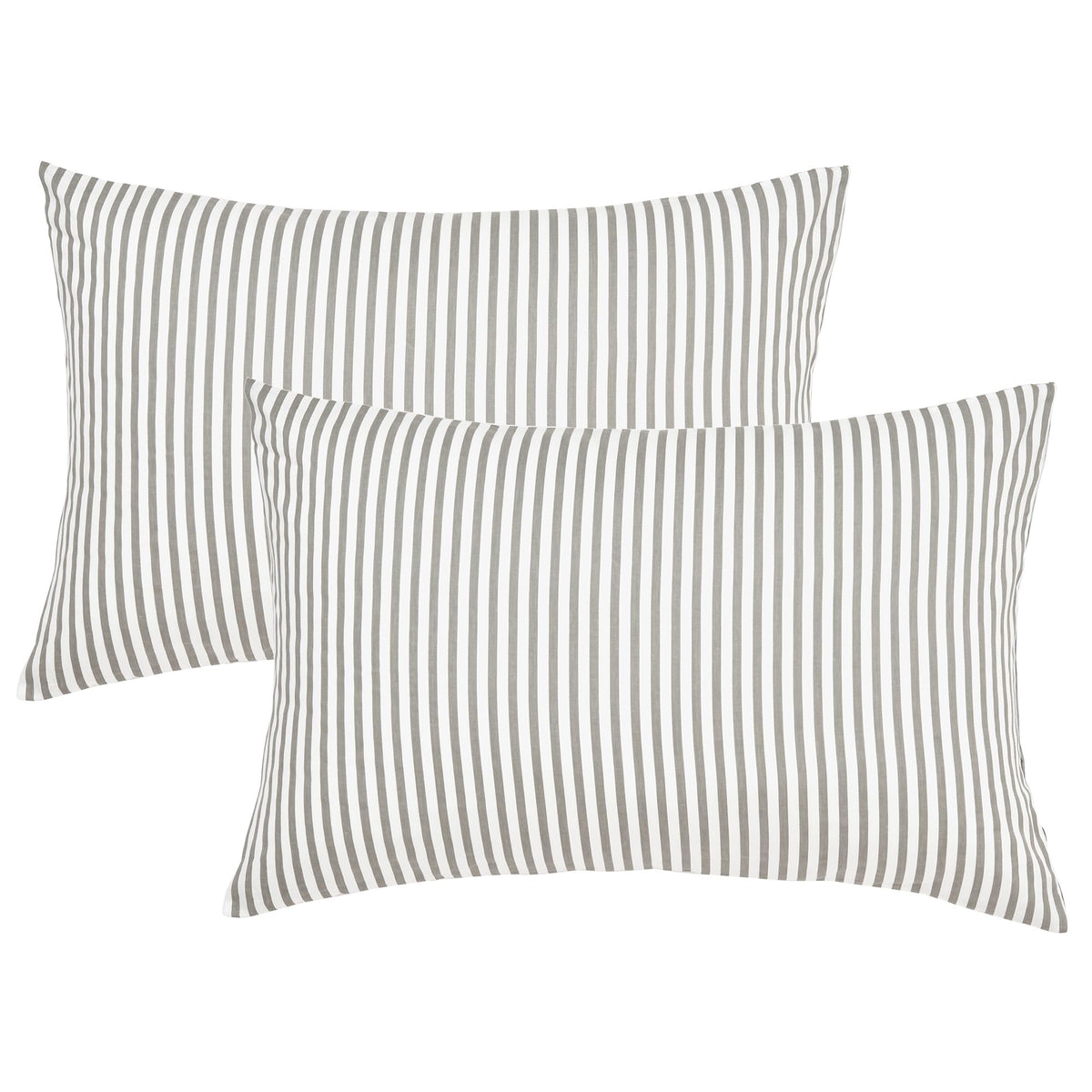 JELLYMONI Cotton Classic Striped Pillowcases Set of 2, Green, Queen