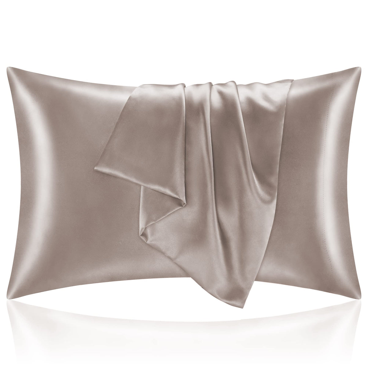 BEDELITE Satin Pillowcases, Queen Size 20x30 Inch, Dark Grey, Set of 2