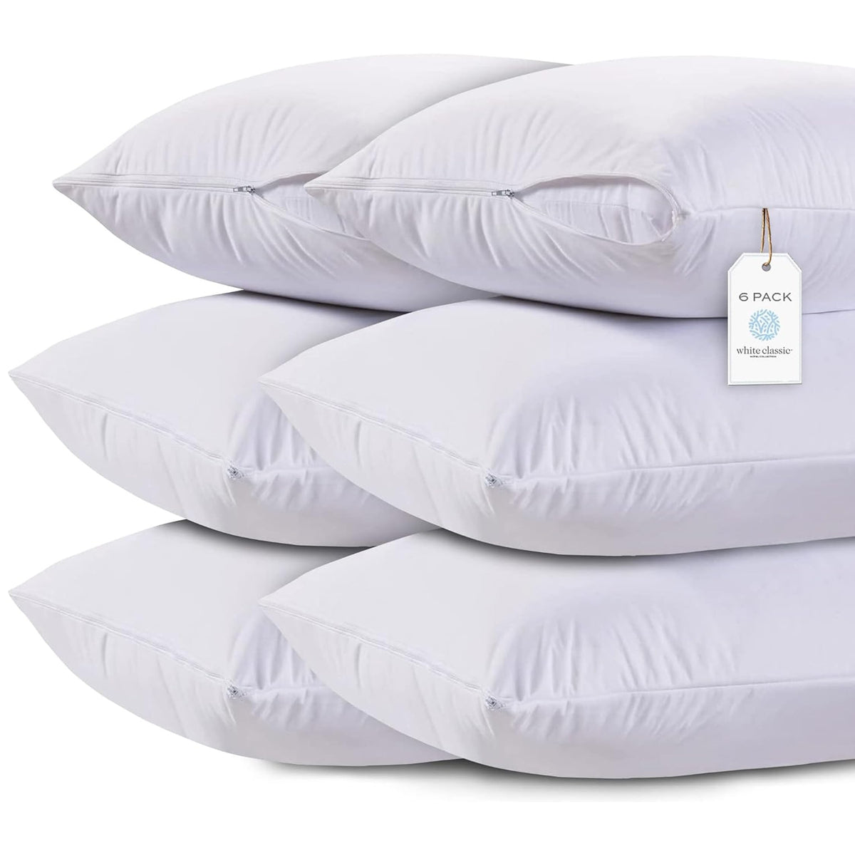White Classic King Pillow Covers with Zipper 2 Pack - 20 x 36 Ultra-Soft, Cozy and Noiseless King Pillow Protector, 200 Thread Count, Fade-Resistant Pillow Shams