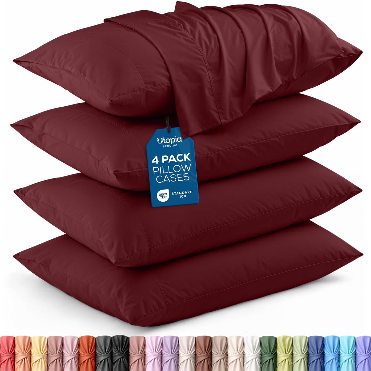 Pillow Covers Standard Size Set of 4, Soft and Comfy Pillow Cases, White
