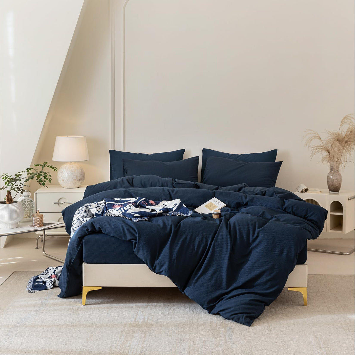 BDEAR 3Pcs Olive Green Duvet Cover Set Queen Size 90" L x 90" W,Oeko TEX