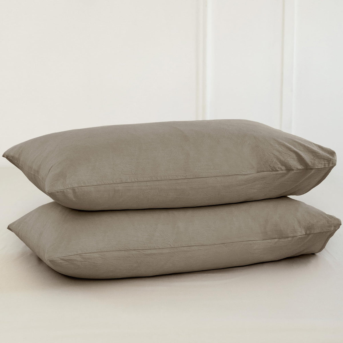 MOOMEE Pillowcase Set of 2 100% Washed Cotton Linen-Like Standard