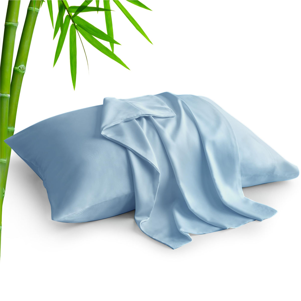 BEDELITE Cooling Pillow Cases Queen Size Set of 2, Rayon from Bamboo, Grey
