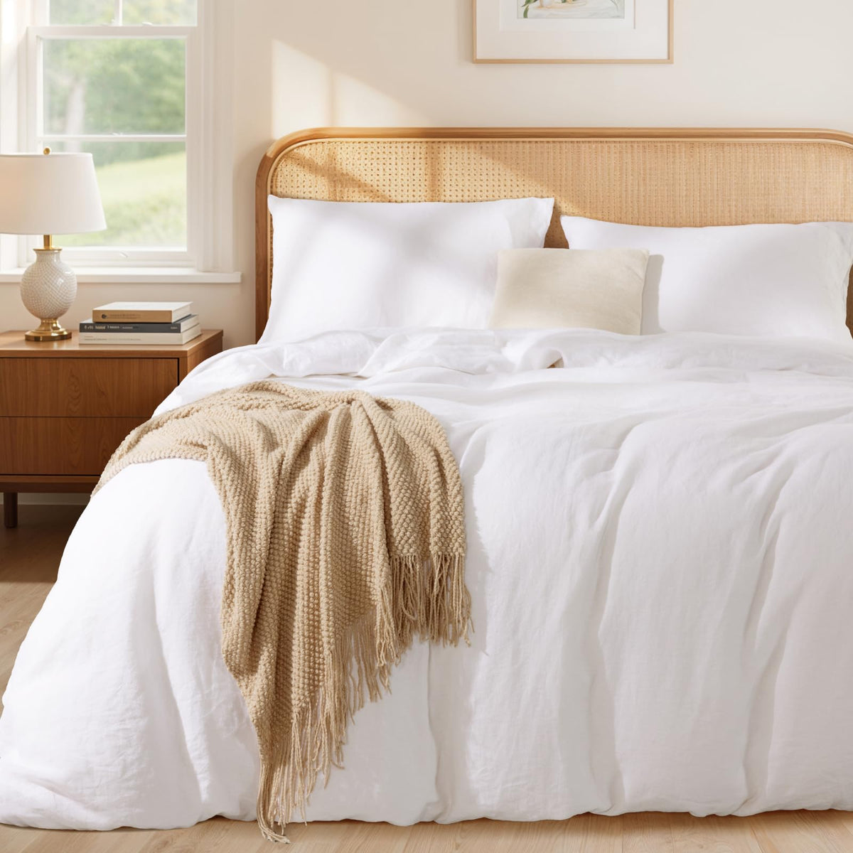 LBRO2M 100% French Linen Duvet Cover Set 3Pcs, Comforter Cover King Size