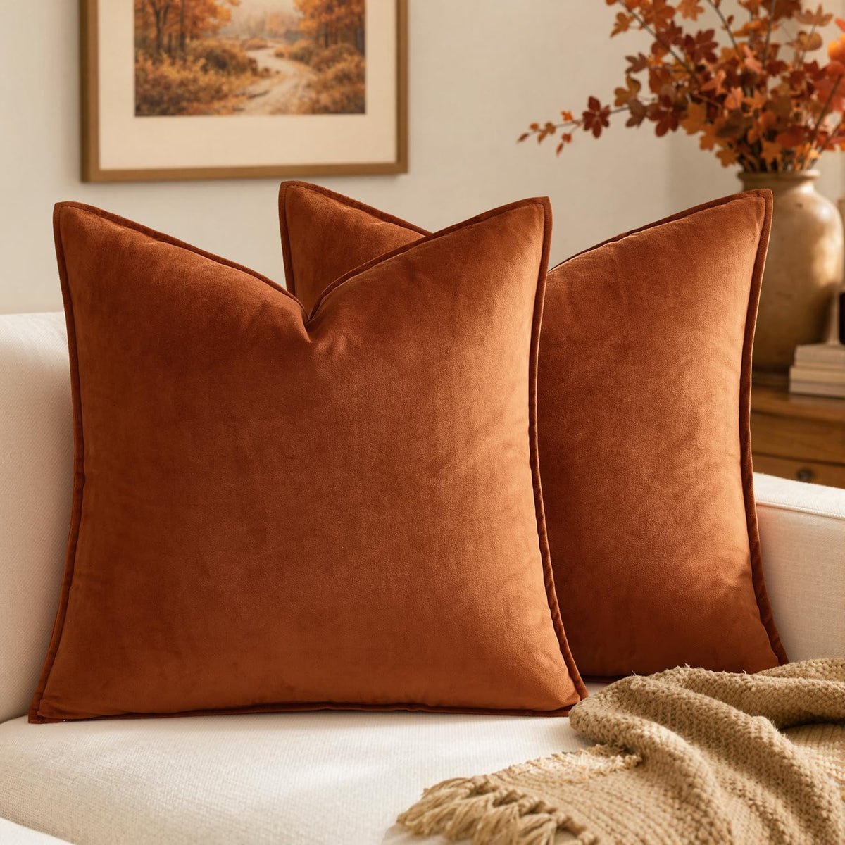 MIULEE Decorative Dark Brown Velvet Throw Pillow Covers for Couch 18x18 in