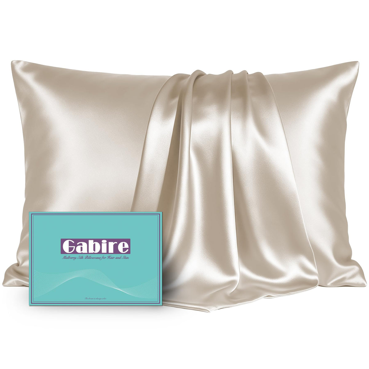 Gabire Mulberry Silk Pillow Cases Set of 2, Both Sides Real Silk Pillowcase for Hair and Skin Prevent Acne Pillowcase Organic Silk Pillowcase 2 Pack with Hidden Zipper, Black, Standard (20"×26")