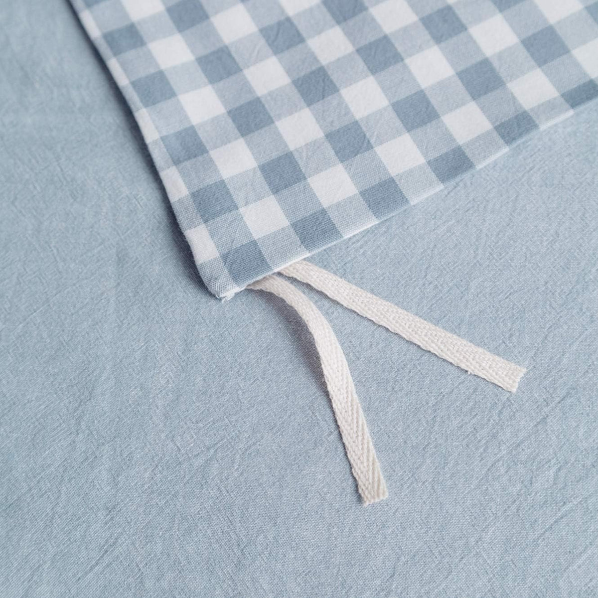 SUSYBAO Light Blue Gingham Duvet Cover Queen 100% Washed Cotton Blue Plaid Duvet Cover Set 3 Pieces 1 Blue Grid Duvet Cover with Zipper Ties 2 Pillow Cases Luxury Gingham Plaid Bedding Set Breathable