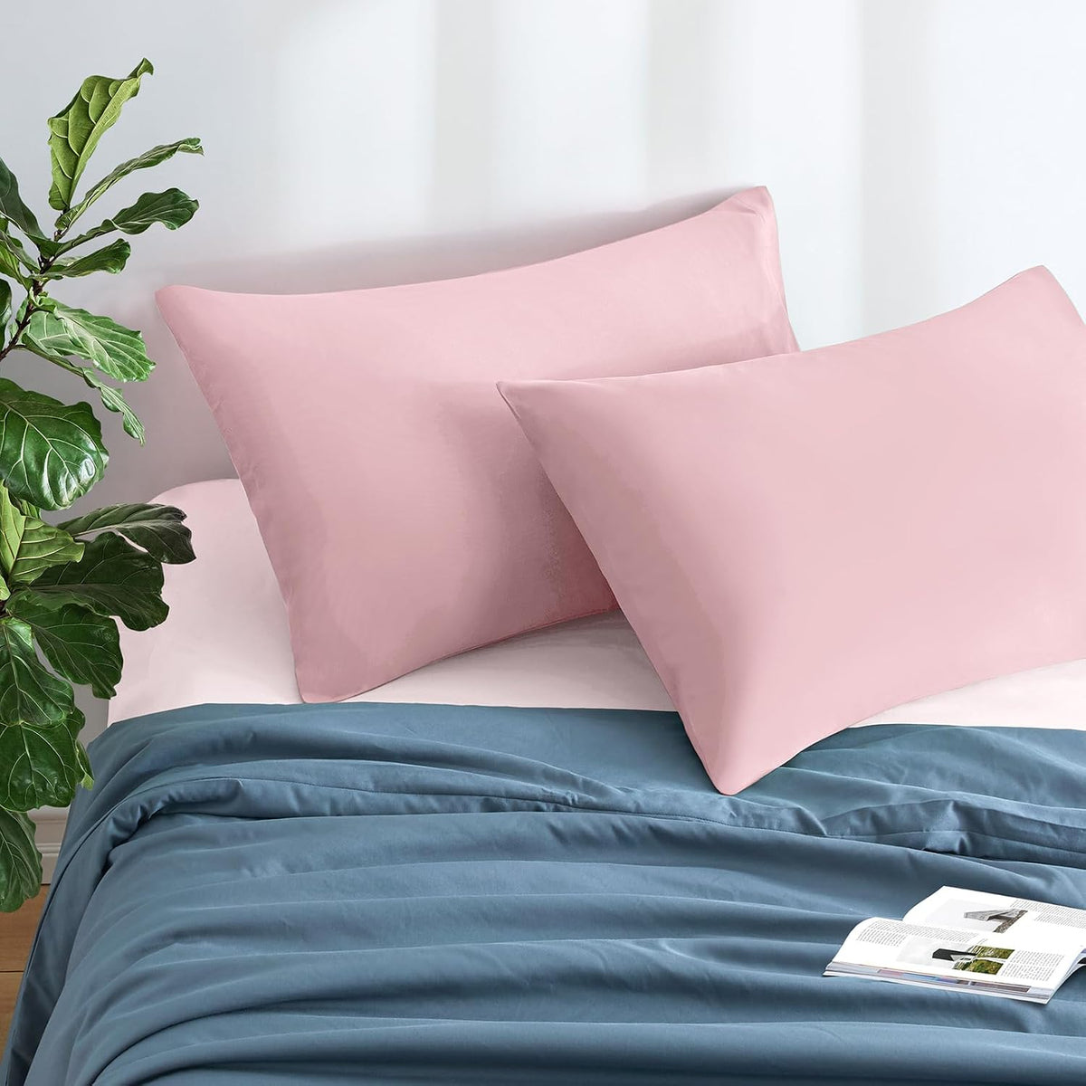 MILVOWOC Brushed Microfiber Pillowcases, Dusty Pink, 20x26 Inch