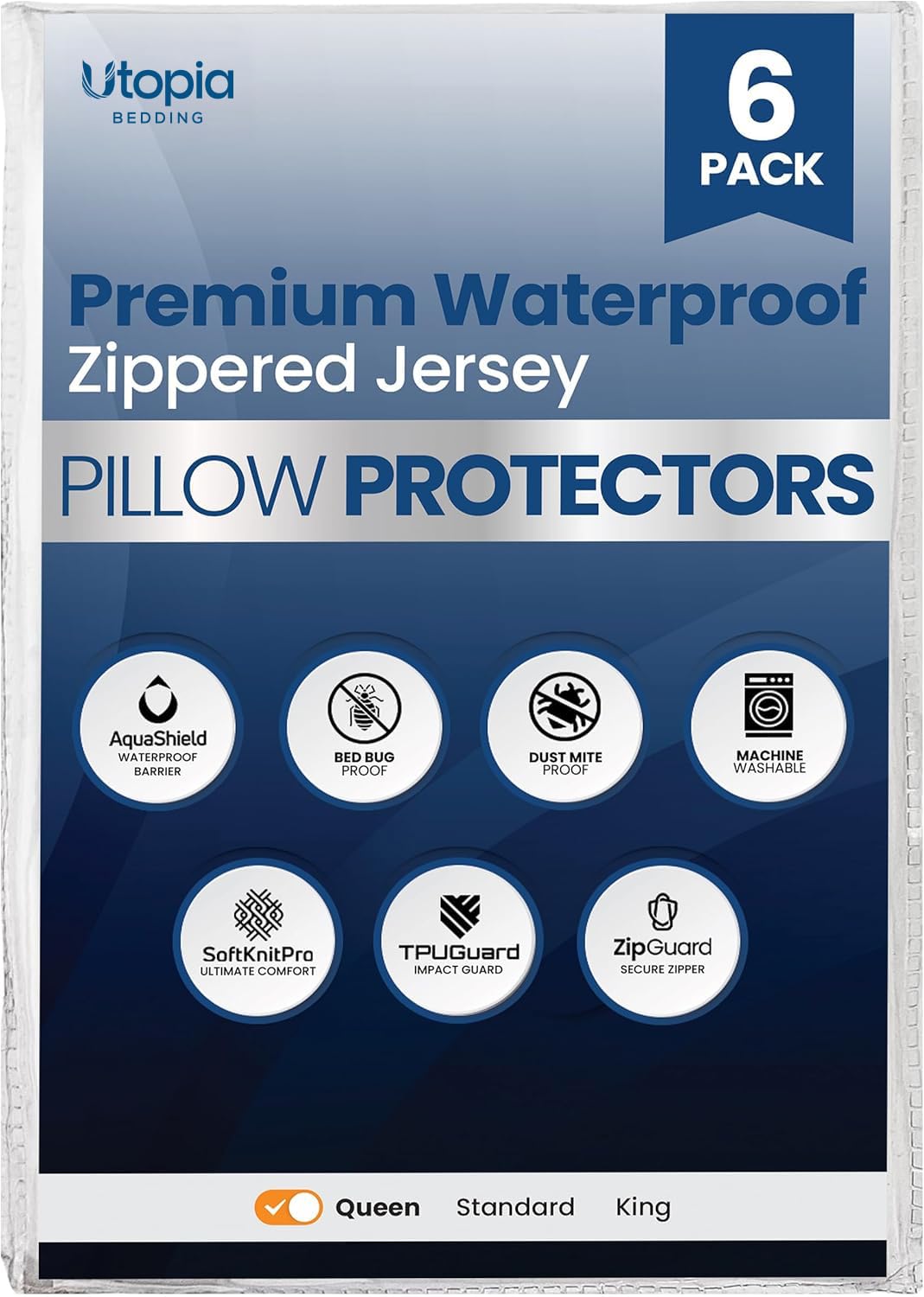 Set of 4 Pillow Protectors with Zipper Standard Size, Pillow Covers