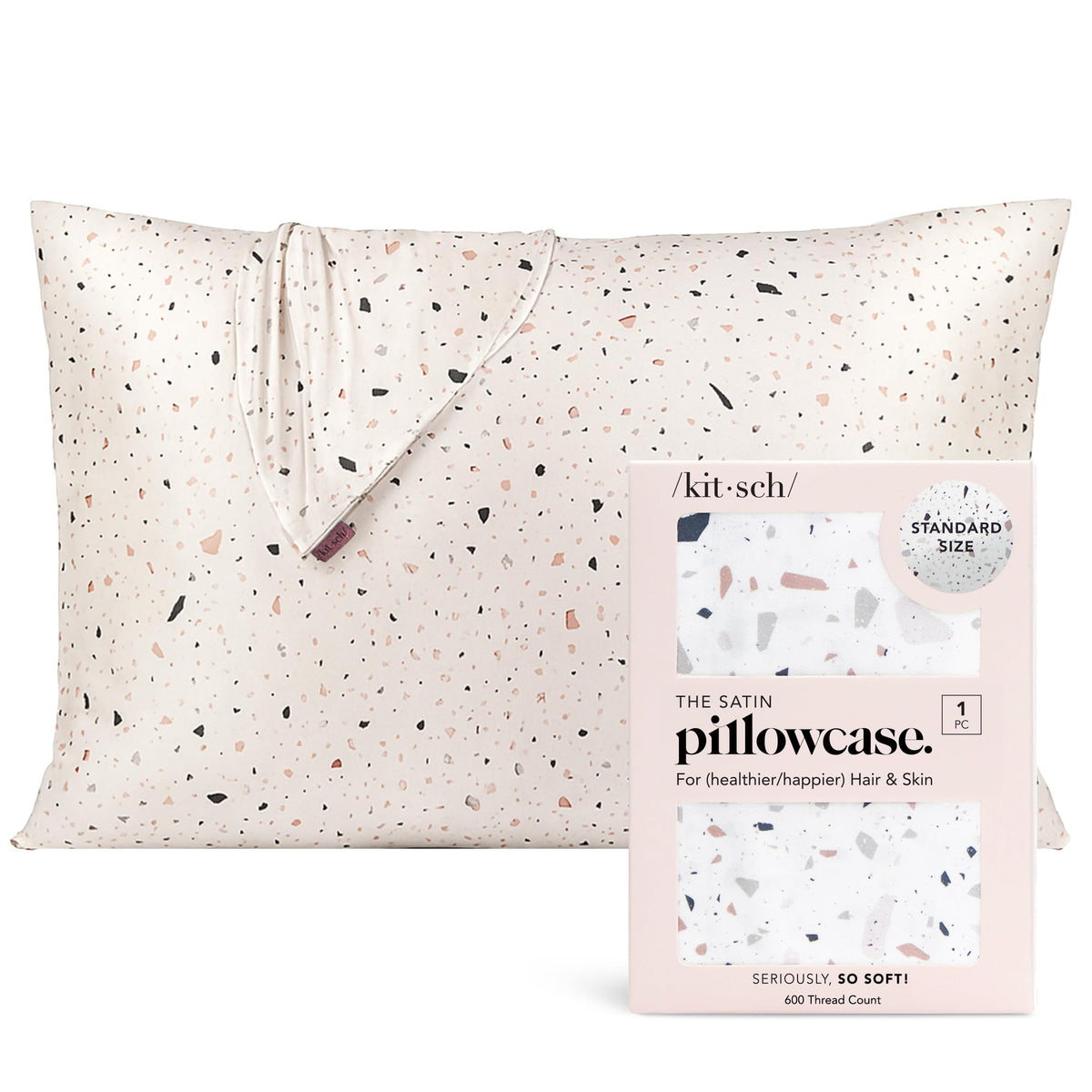 Kitsch Satin Pillowcase with Zipper - Standard Size, Ivory