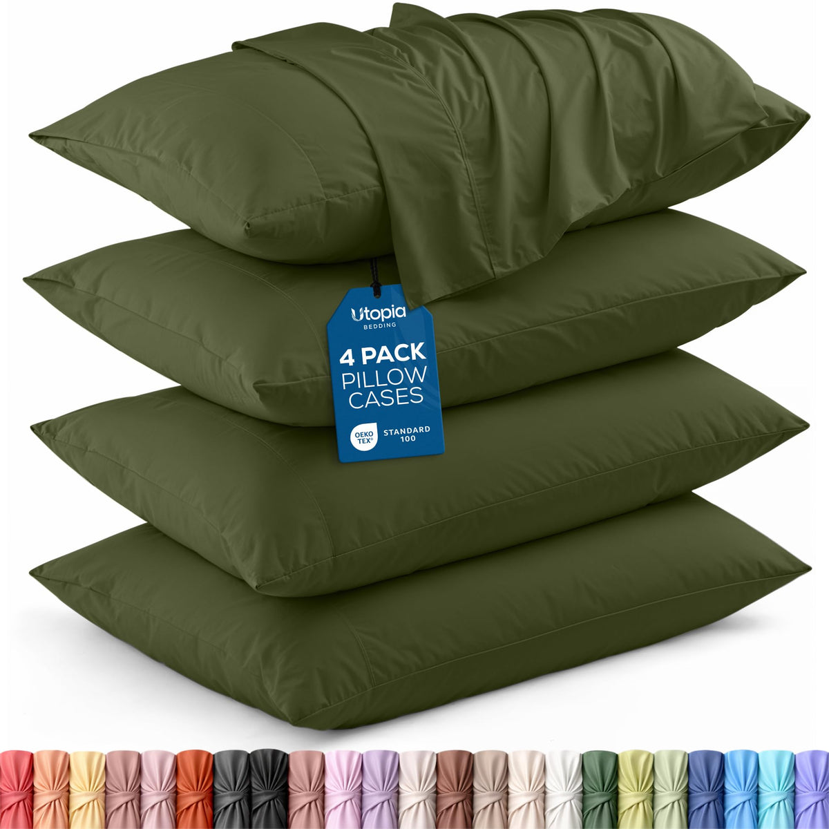 Pillow Covers Queen Size Set of 4, Soft and Comfy Pillow Cases, White
