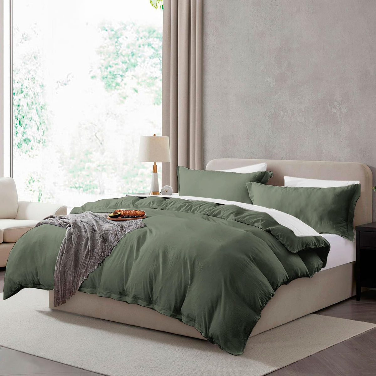 Hearth & Harbor Prewashed King Duvet Cover Set, Chocolate Brown