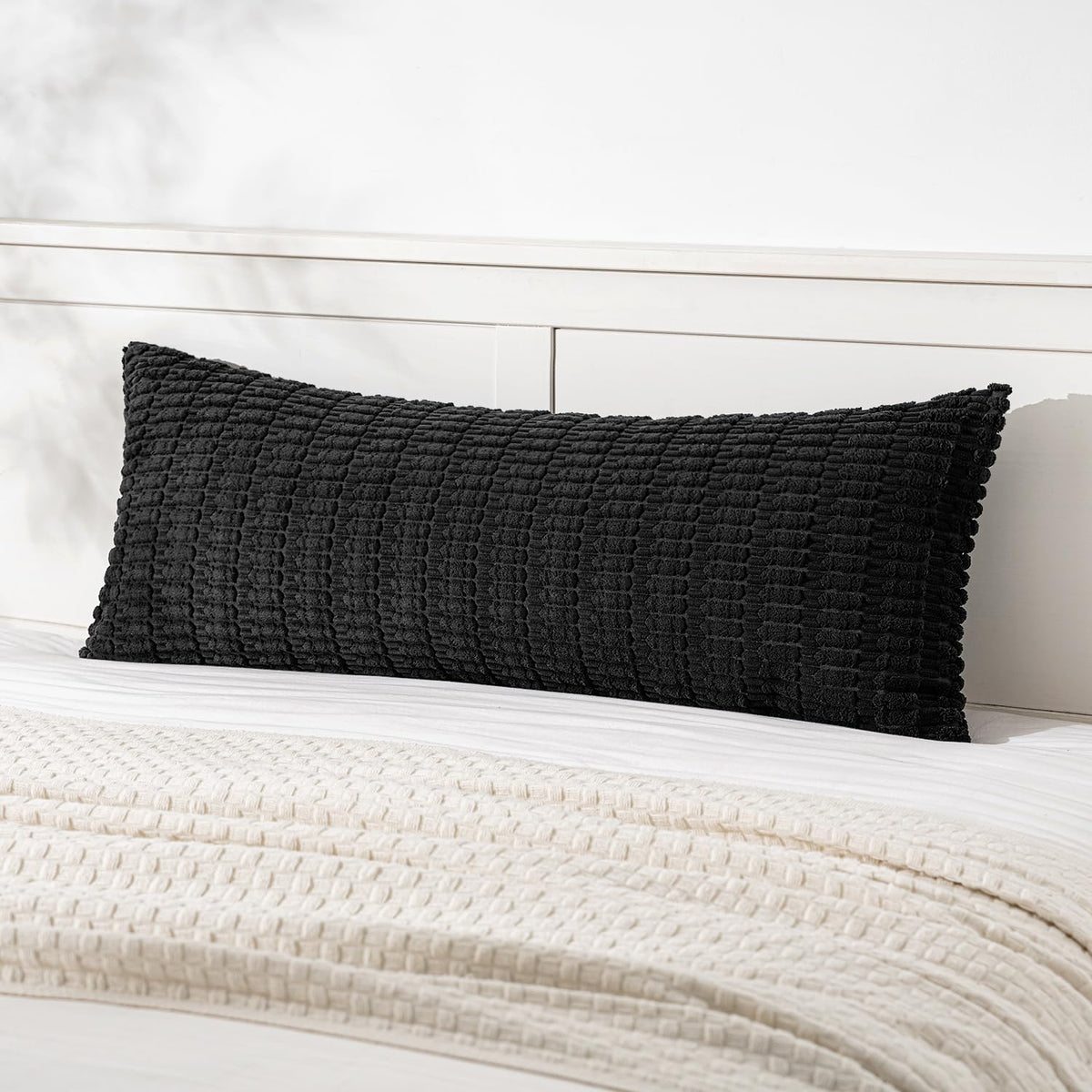 MIULEE Corduroy Decorative Throw Pillow Covers 20x20 Cream White Pack of 2