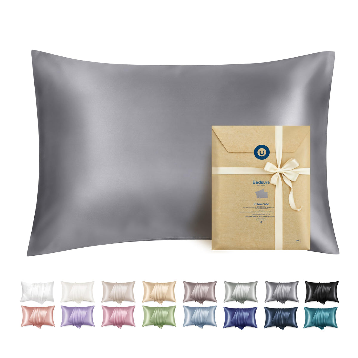 Bedsure Satin Pillowcase with Zipper, Similar to Silk Pillow Cases 2 Pack, Beige Standard Size Satin Pillow Case, Silky & Soft Pillow Covers, Valentines Day Gifts for Women Men, 20x26 Inches
