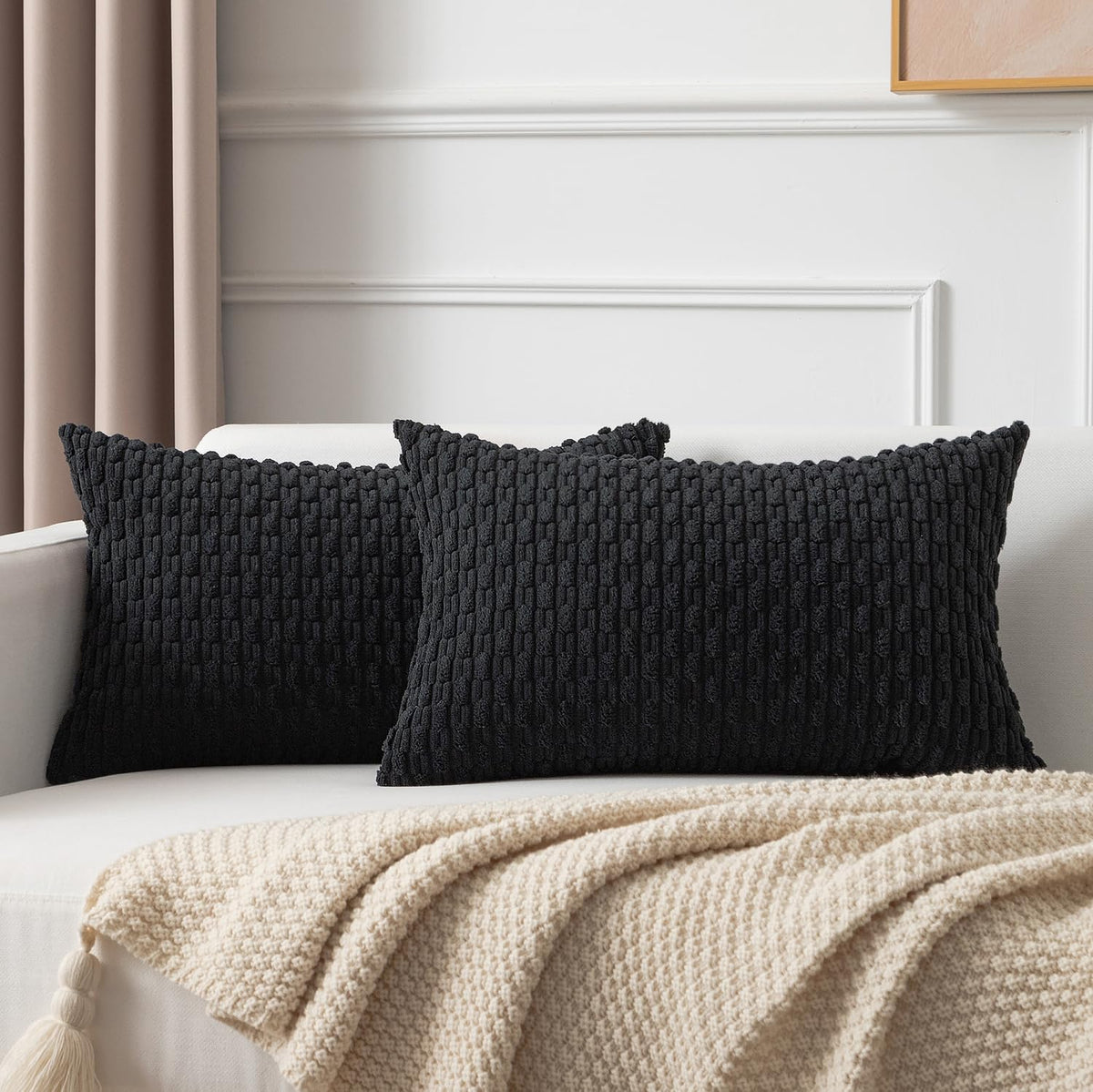 Kevin Textile Soft Corduroy 18x18 Inch Pillow Covers 2 Pack, Burnt Brick