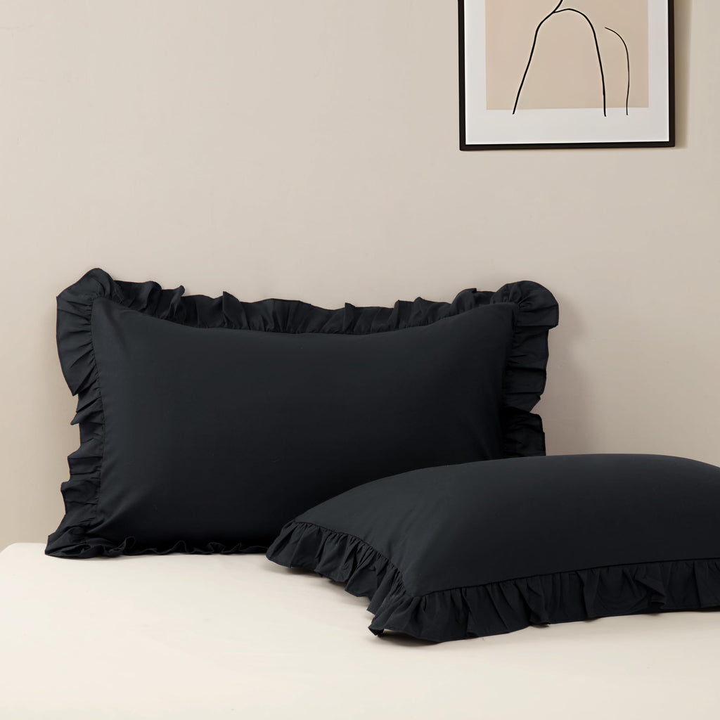 Ruffle Pillow Case Standard Size Set of 2, Pink, 20"x26"