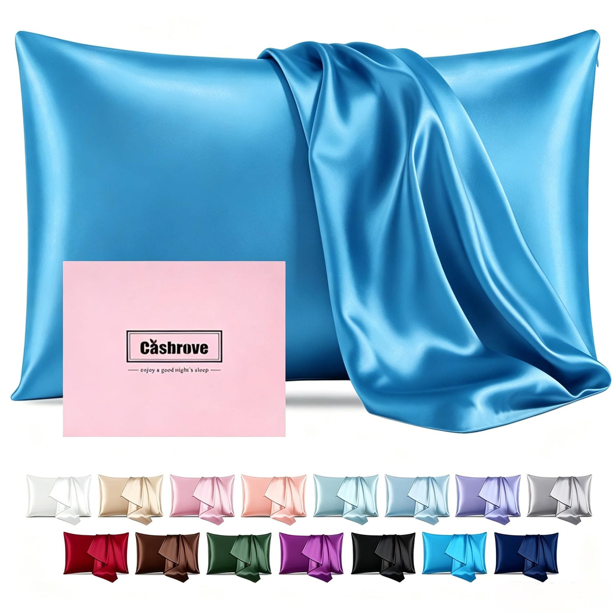 Silk Pillow Cases Mulberry Silk Pillowcases Soft Breathable Both Sided Natural Silk Pillowcase with Zipper Beauty Sleep Silk Pillow Cases 1 Pc for Gift (Standard, Cornflower Blue)