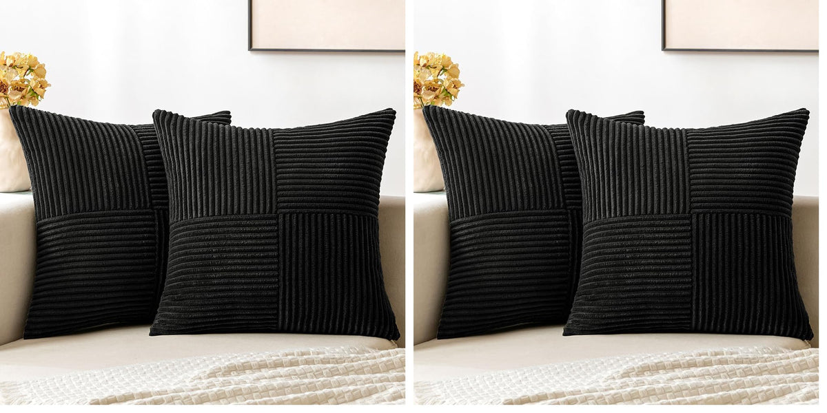 MIULEE Black Decorative Throw Pillow Covers for Couch 18x18 Inch