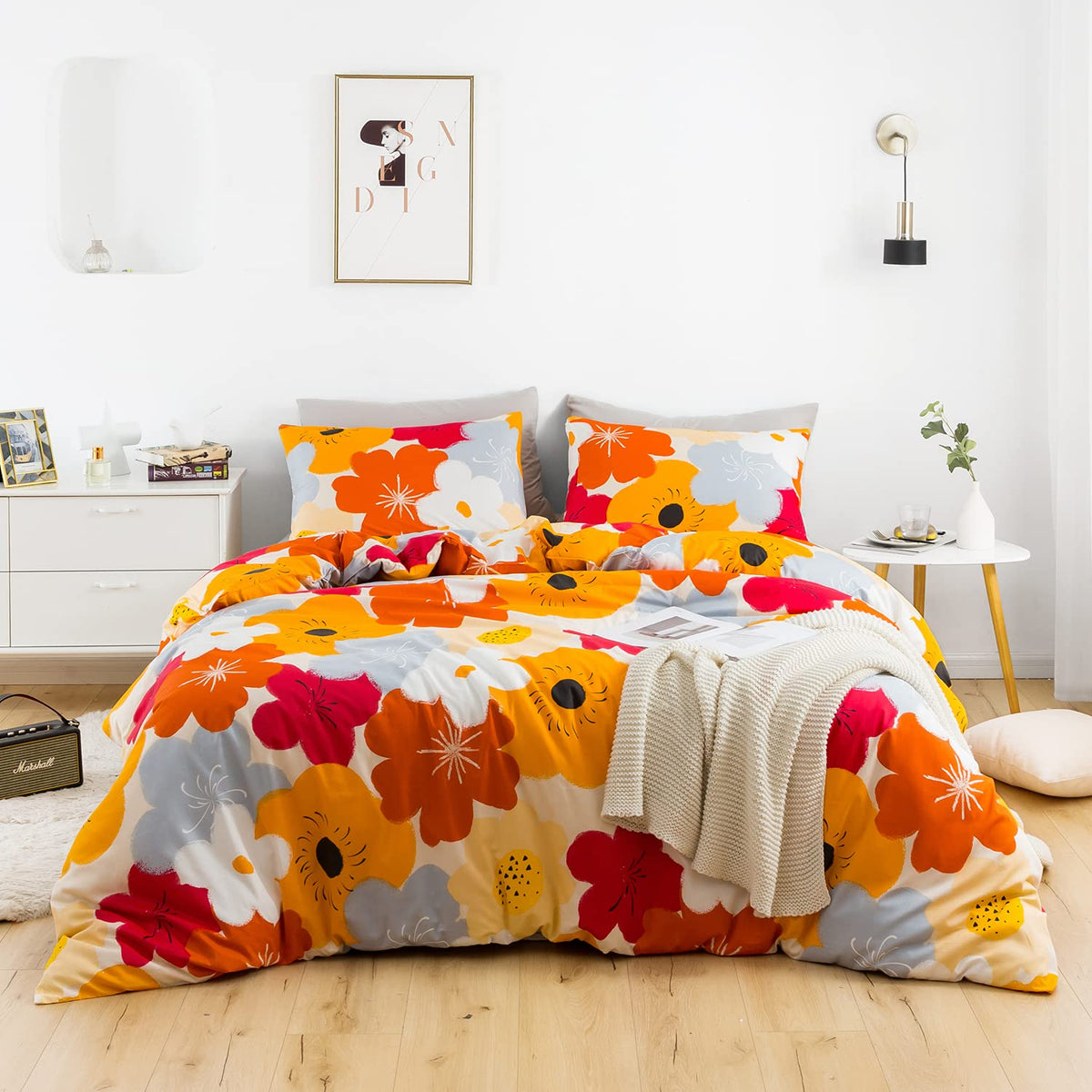 SUSYBAO Blue Paisley Duvet Cover King 100% Cotton Vintage Floral Duvet Cover 3 Pcs Set 1 Boho Brown Flower Duvet Cover with Zipper Ties 2 Pillowcases Luxury Retro Bohemian Bedding Set Soft Comfy