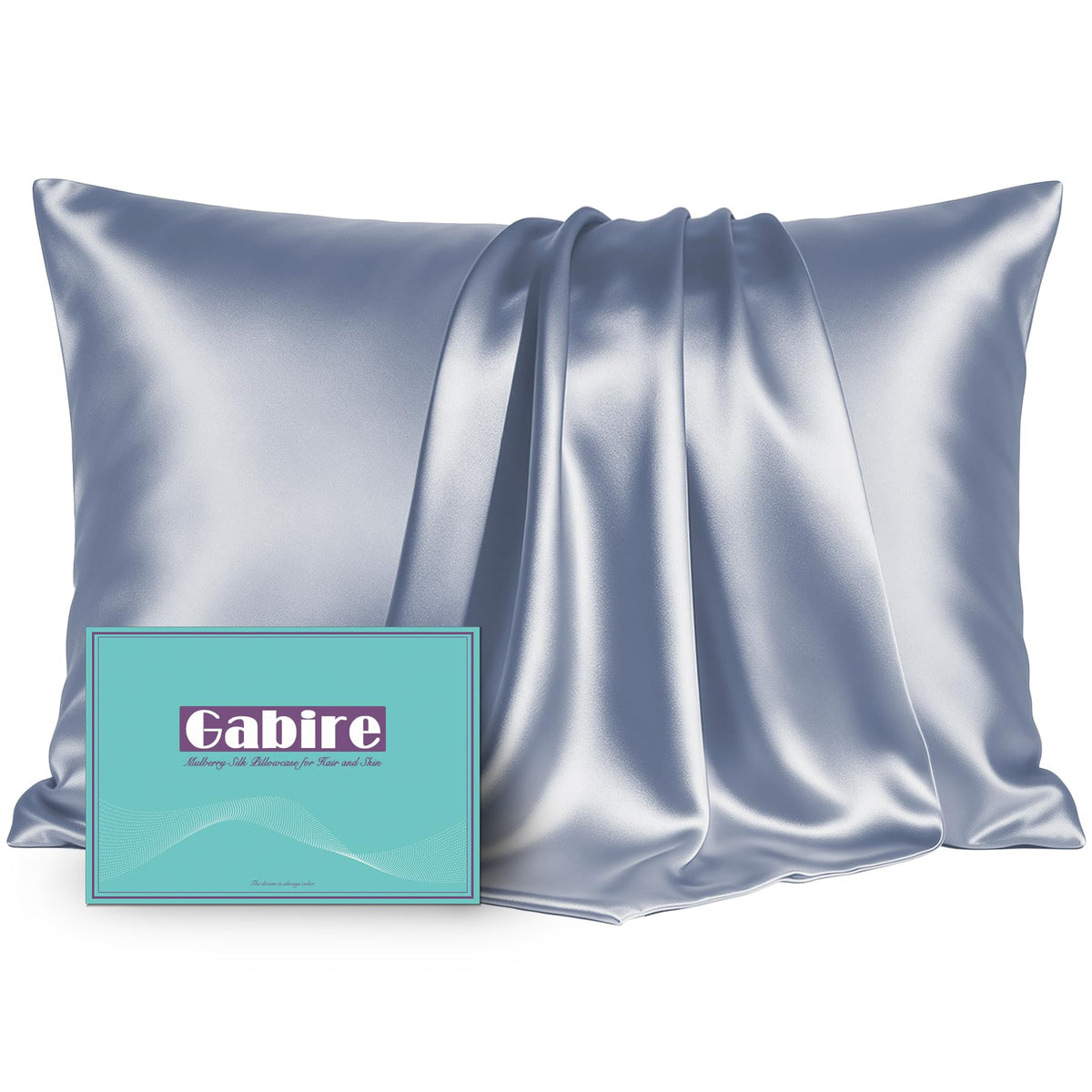 Gabire Mulberry Silk Pillow Cases Set of 2, Both Sides Real Silk Pillowcase for Hair and Skin Prevent Acne Pillowcase Organic Silk Pillowcase 2 Pack with Hidden Zipper, Black, Standard (20"×26")