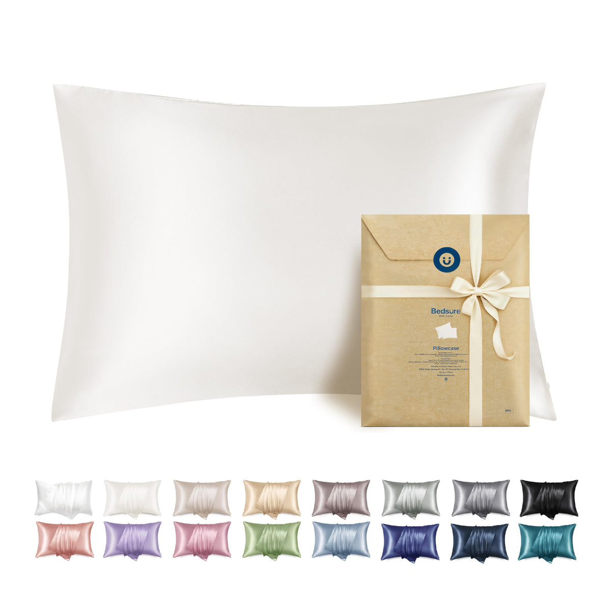 Bedsure Satin Pillowcase with Zipper, Similar to Silk Pillow Cases 2 Pack, Beige Standard Size Satin Pillow Case, Silky & Soft Pillow Covers, Valentines Day Gifts for Women Men, 20x26 Inches