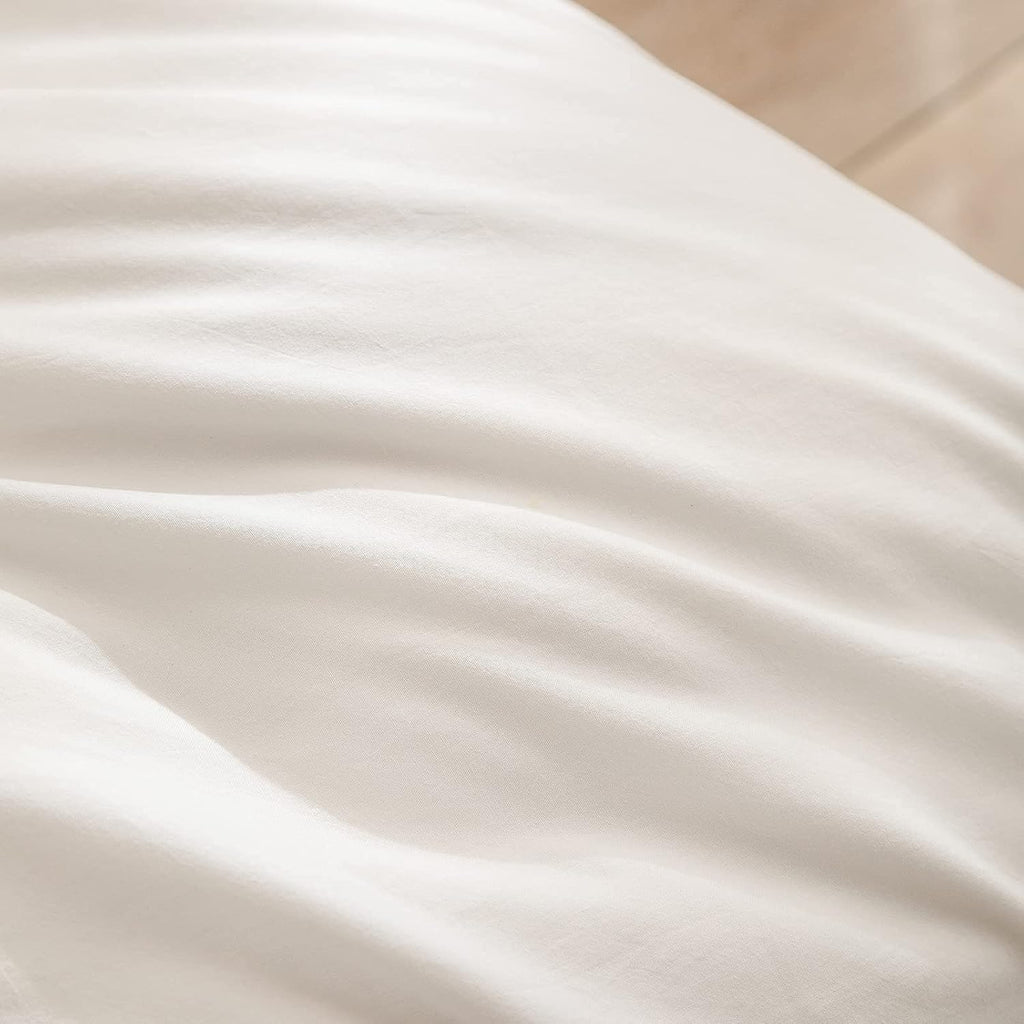 BESTOUCH Cotton Solid Duvet Cover Set Linen Feel Off White Queen