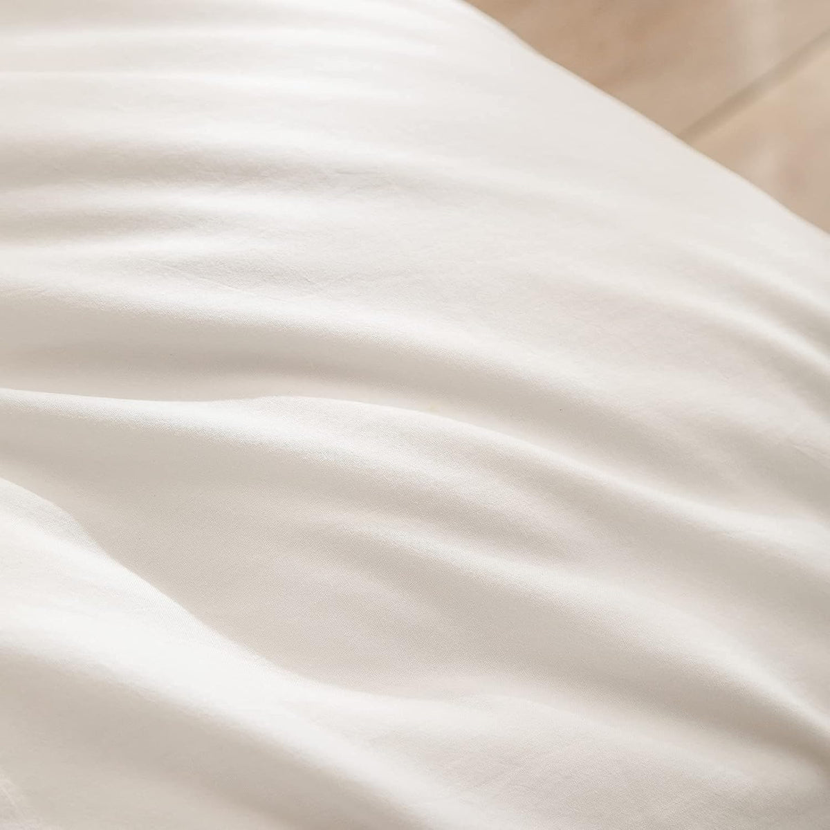 BESTOUCH Cotton Solid Duvet Cover Set Linen Feel Off White Queen