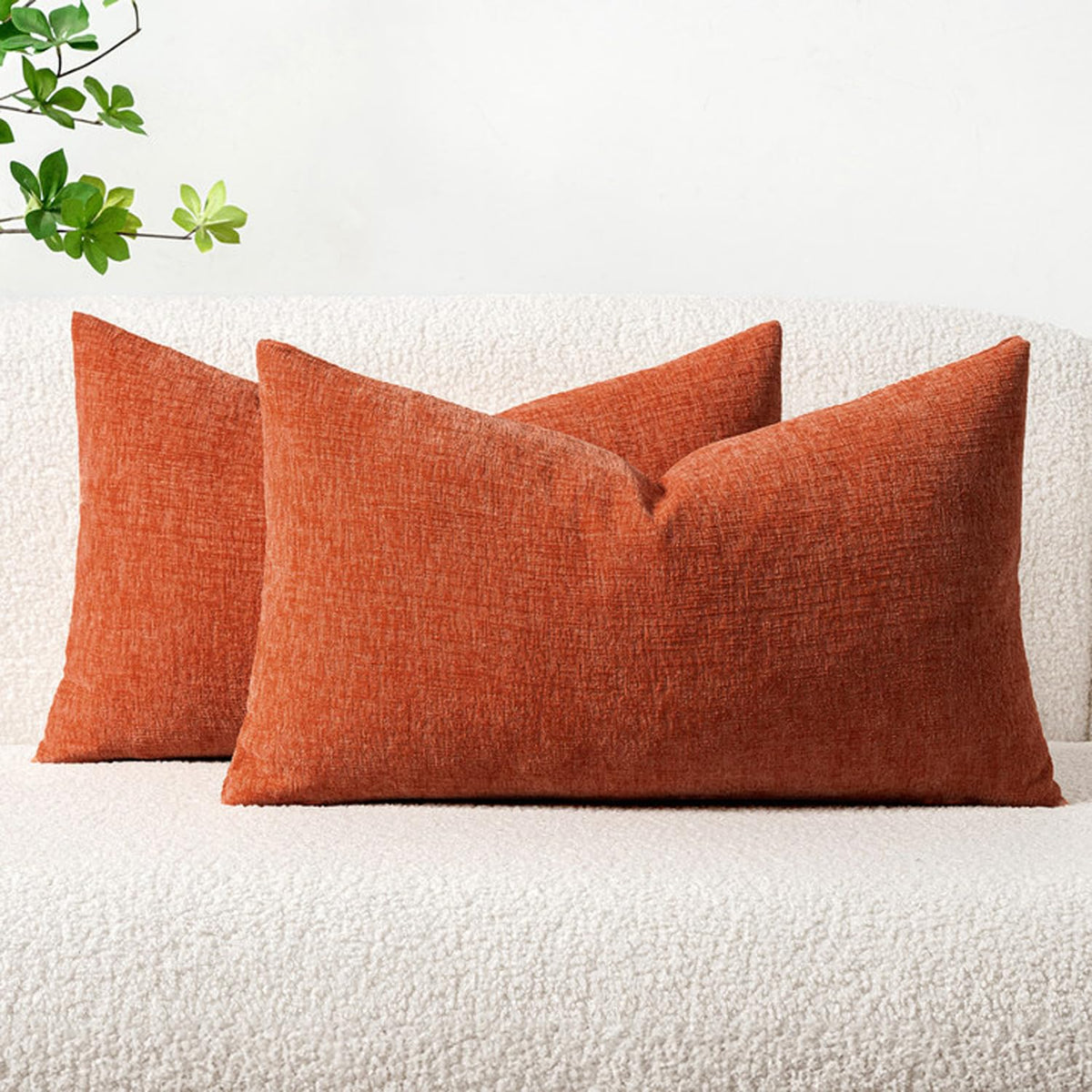 MIULEE Soft Chenille Throw Pillow Covers Sage Green 18x18 Inch Pack of 2
