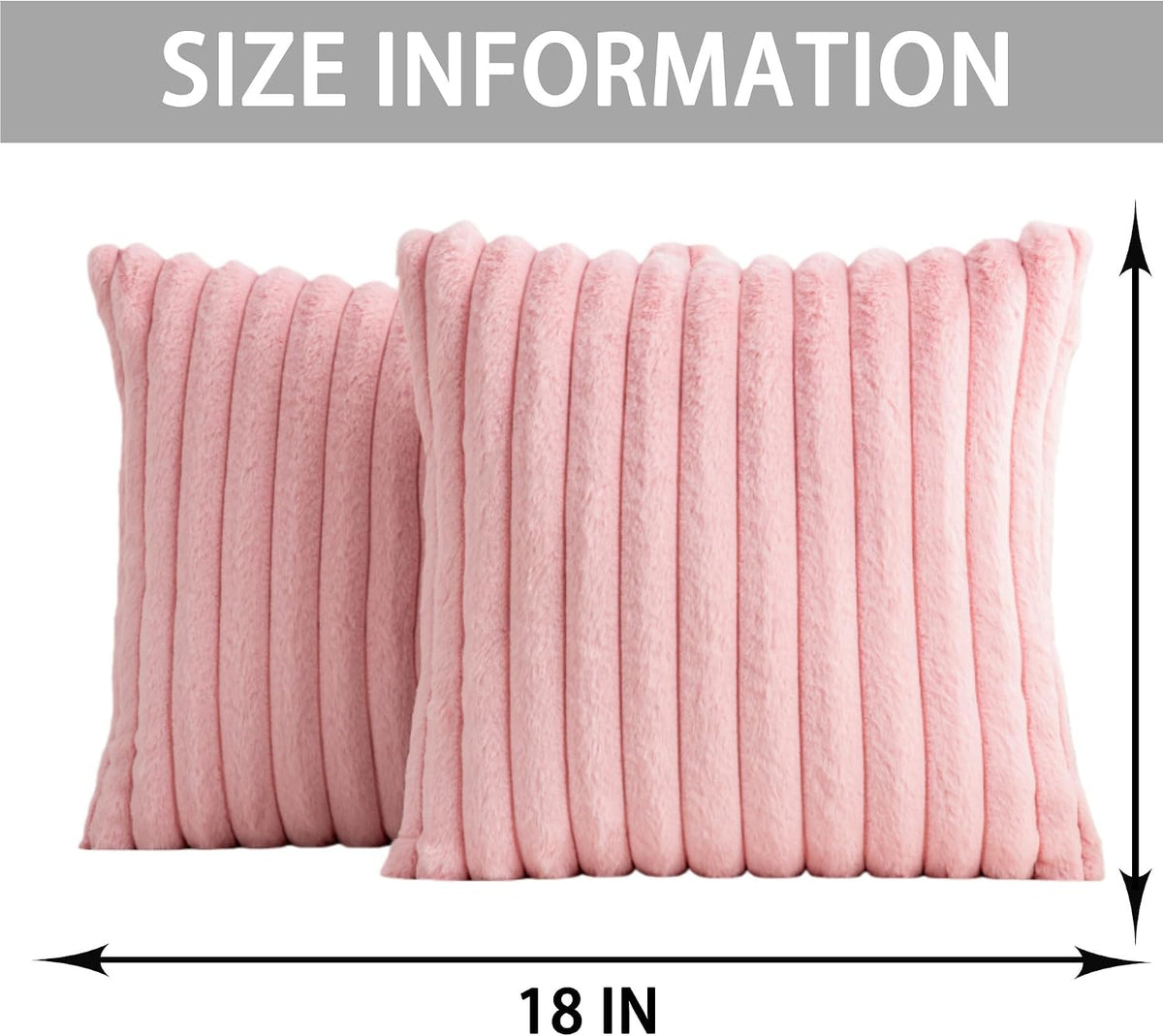 Aegero Pack of 2 Faux Fur Christmas Throw Pillow Covers 18x18 Inch, Pink