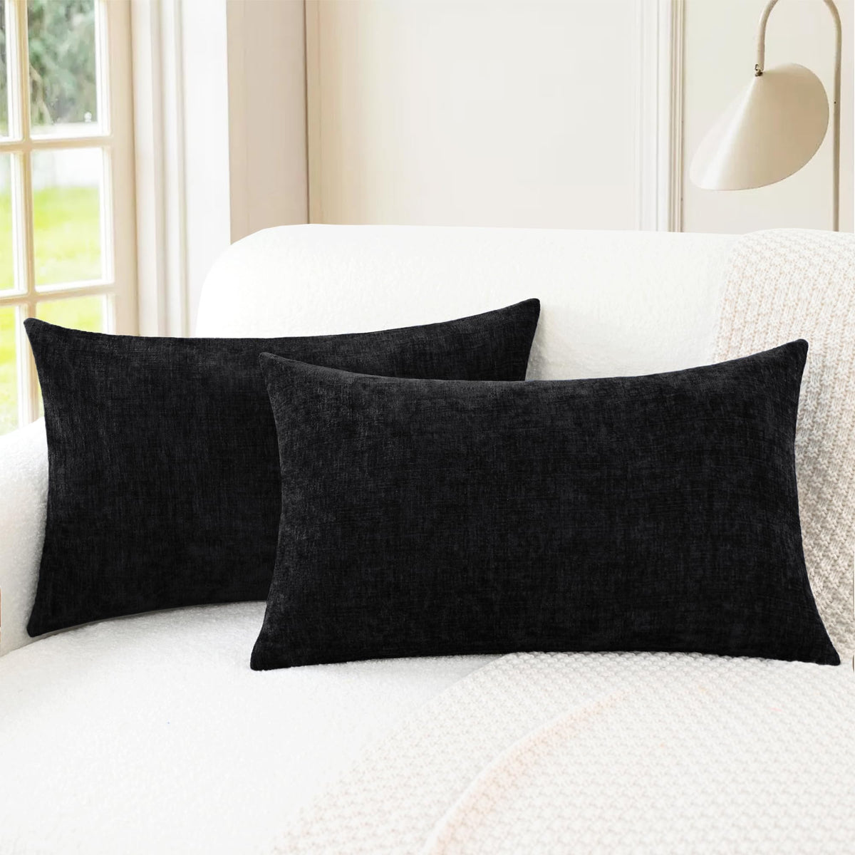 CaliTime Decorative Couch Throw Pillow Covers 18 X 18 Inches Navy Blue