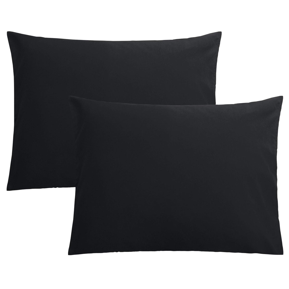FLXXIE 2-Pack Microfiber Queen Pillow Cases, Envelope Closure, Black
