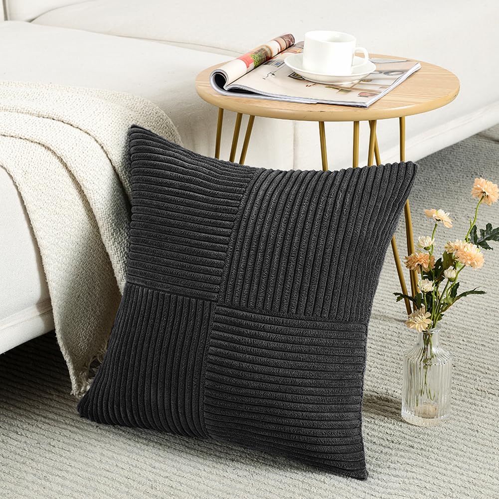 Fancy Homi Blush Pink Lumbar Decorative Throw Pillow Covers 12x20 Inch for Living Room Couch Bed, Rustic Farmhouse Boho Home Decor, Soft Striped Corduroy Rectangle Accent Cushion Case 30x50 cm