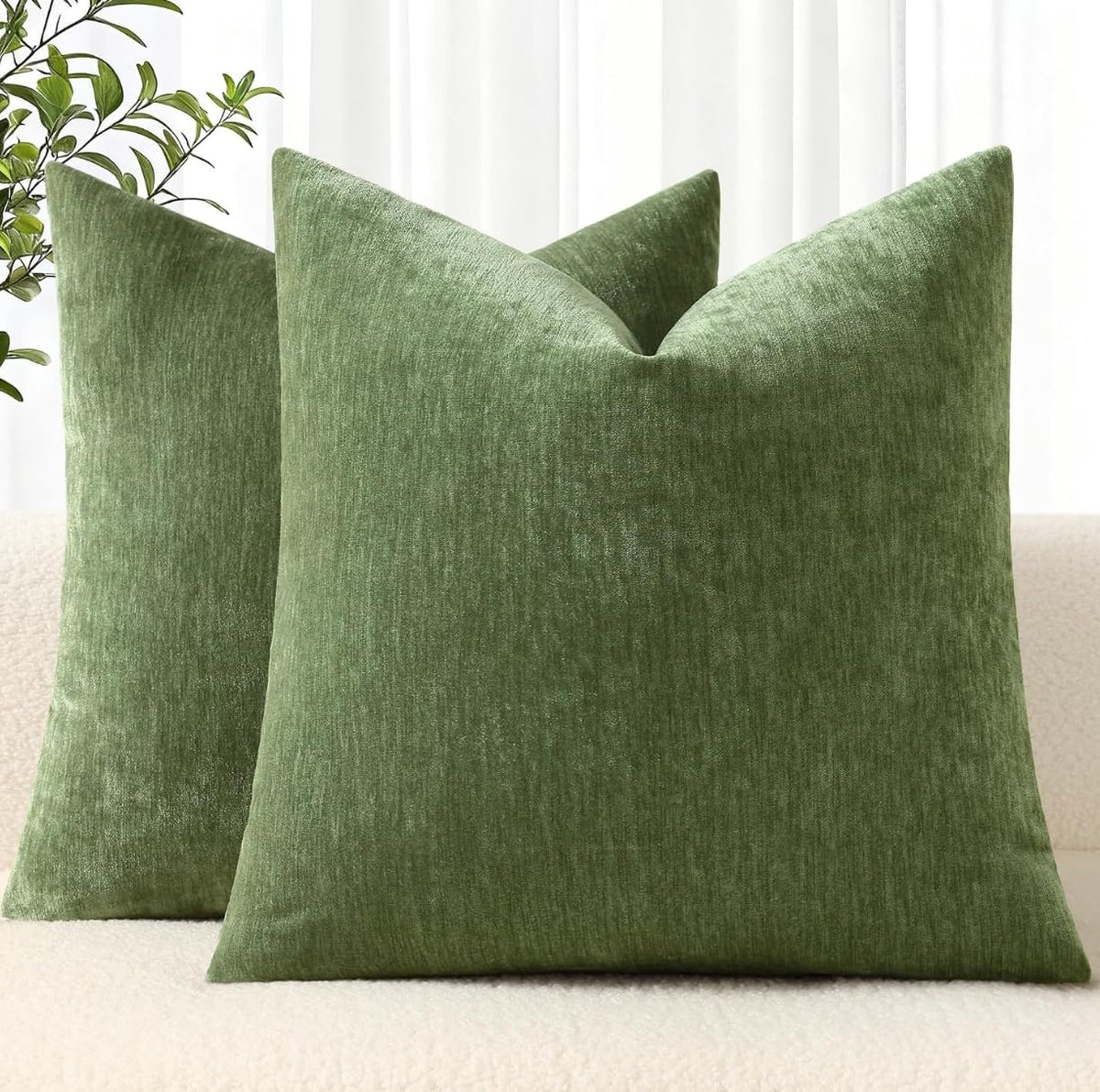 decorUhome Soft Chenille Blush Pink Throw Pillow Covers 18X18 Set of 2