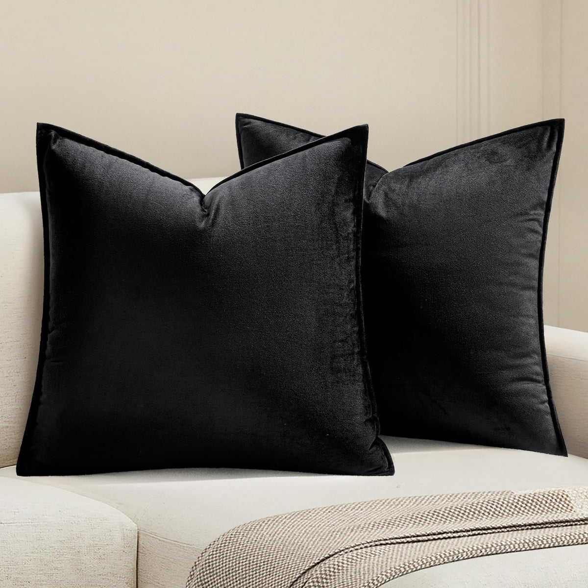 MIULEE Decorative Dark Brown Velvet Throw Pillow Covers for Couch 18x18 in