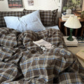 Duvet Cover Set Queen Size Brown Striped Bedding Set for Girls Boys