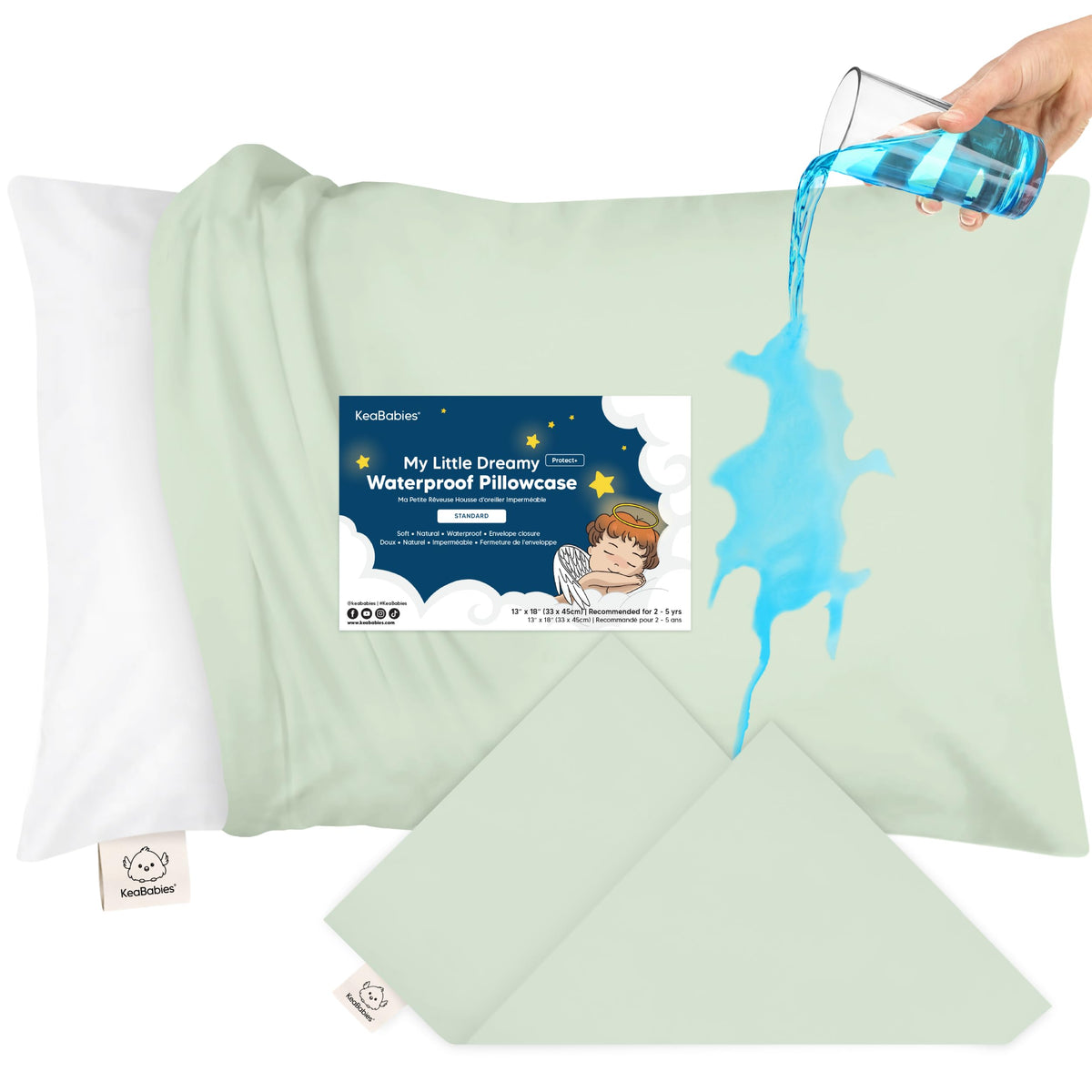 KeaBabies Toddler Pillowcase 13x18 Organic Cotton Cover, Soft White