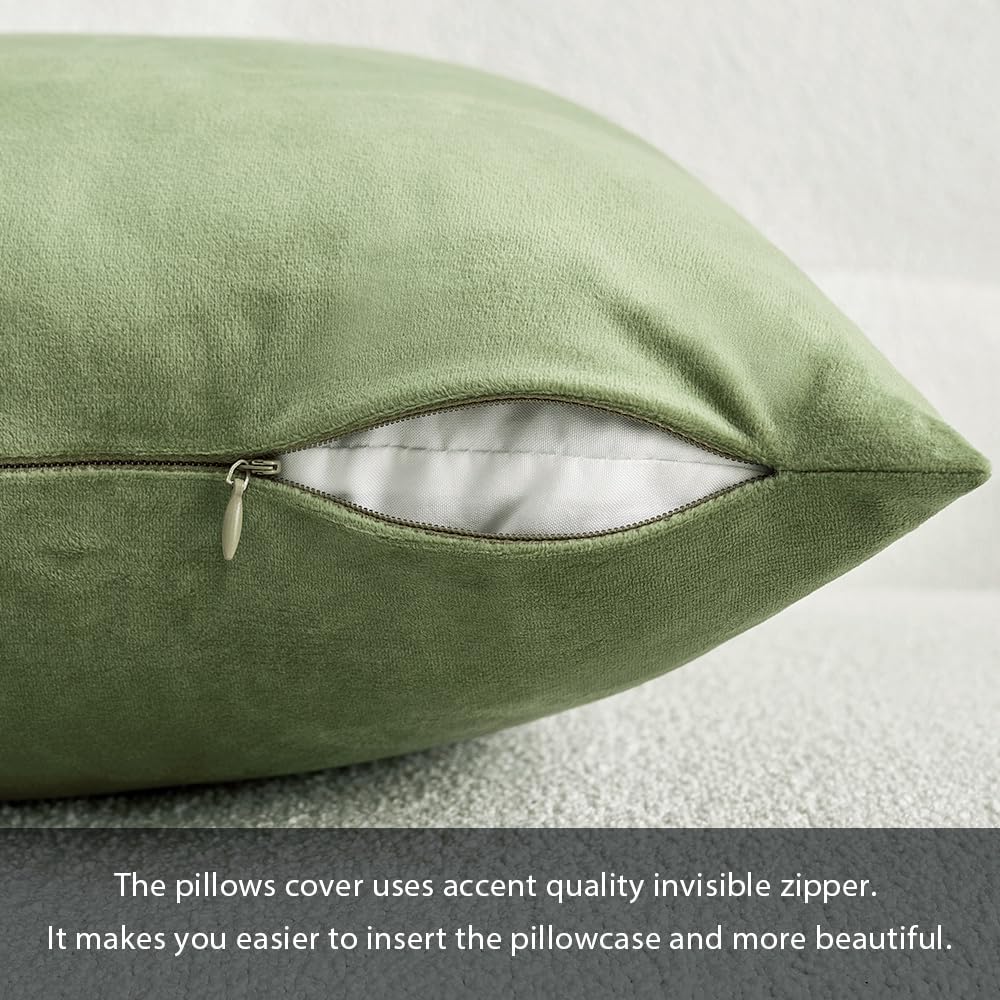 MIULEE Velvet Pillow Cover Soft Luxury Decorative Throw Pillow Cover Single Rectangle Cushion Case for Spring Couch Sofa Bedroom Car Decor,12x20 Inch Sage Green