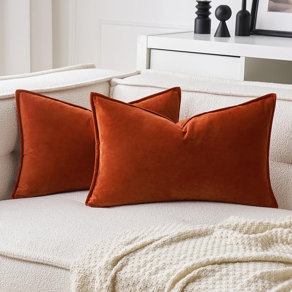 MIULEE Decorative Dark Brown Velvet Throw Pillow Covers for Couch 18x18 in