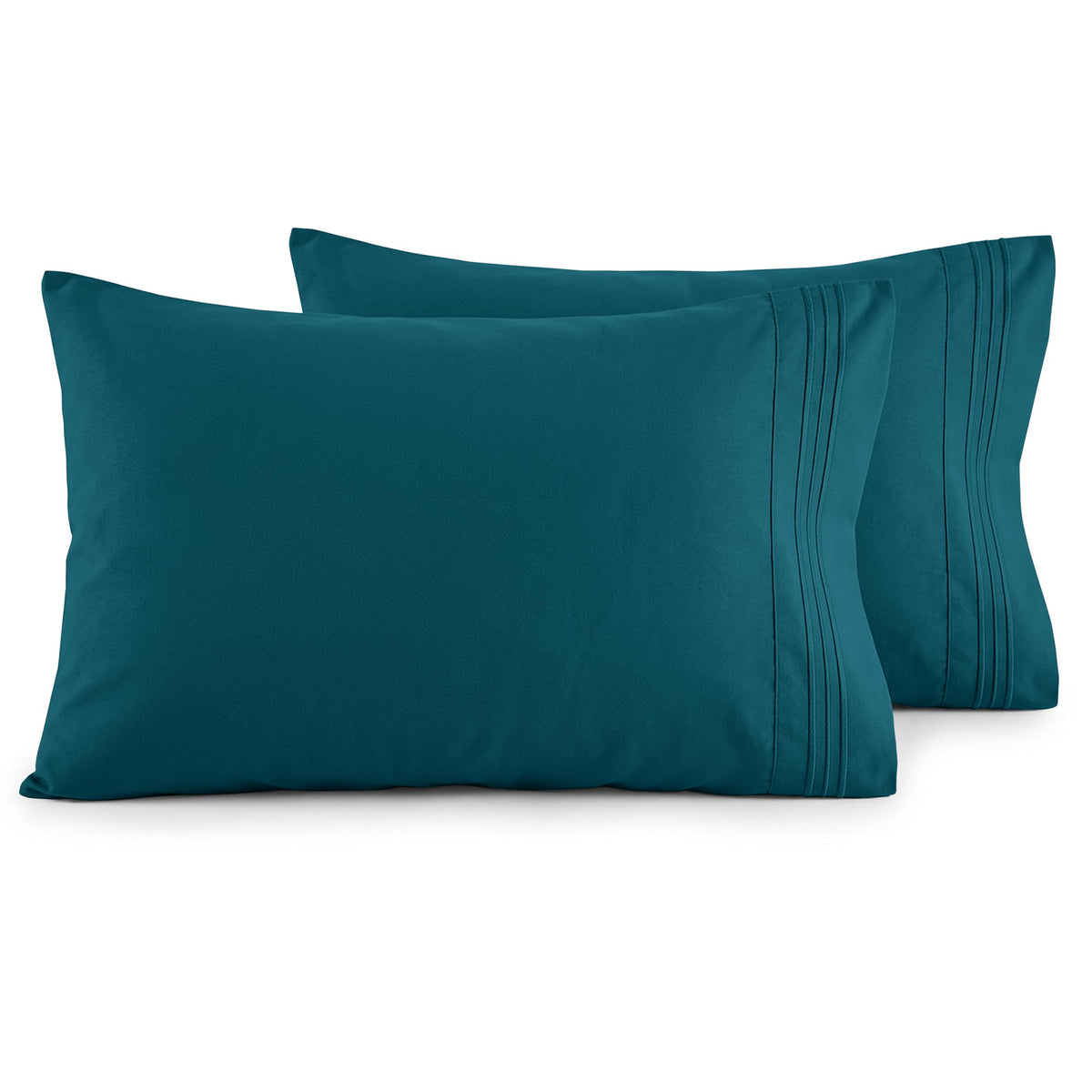 Elegant Comfort Luxury Ultra-Soft 2-Piece Pillowcase Set - 1500 Premium Hotel Quality Microfiber Double Brushed - Wrinkle Resistant, King Size, White
