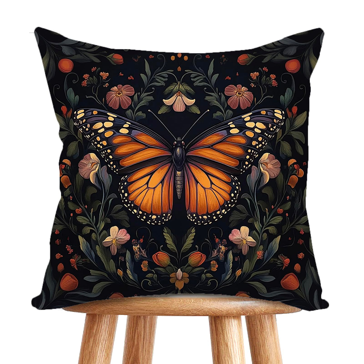 YOU FOUND ME William Morris Abstract Vintage Floral Velvet Design Throw Pillow Covers Home Decor, Retro Art Decor Pillowcase Cushion Cover for Bed Sofa Living Room, Square 18x18inch (Beige-Floral)
