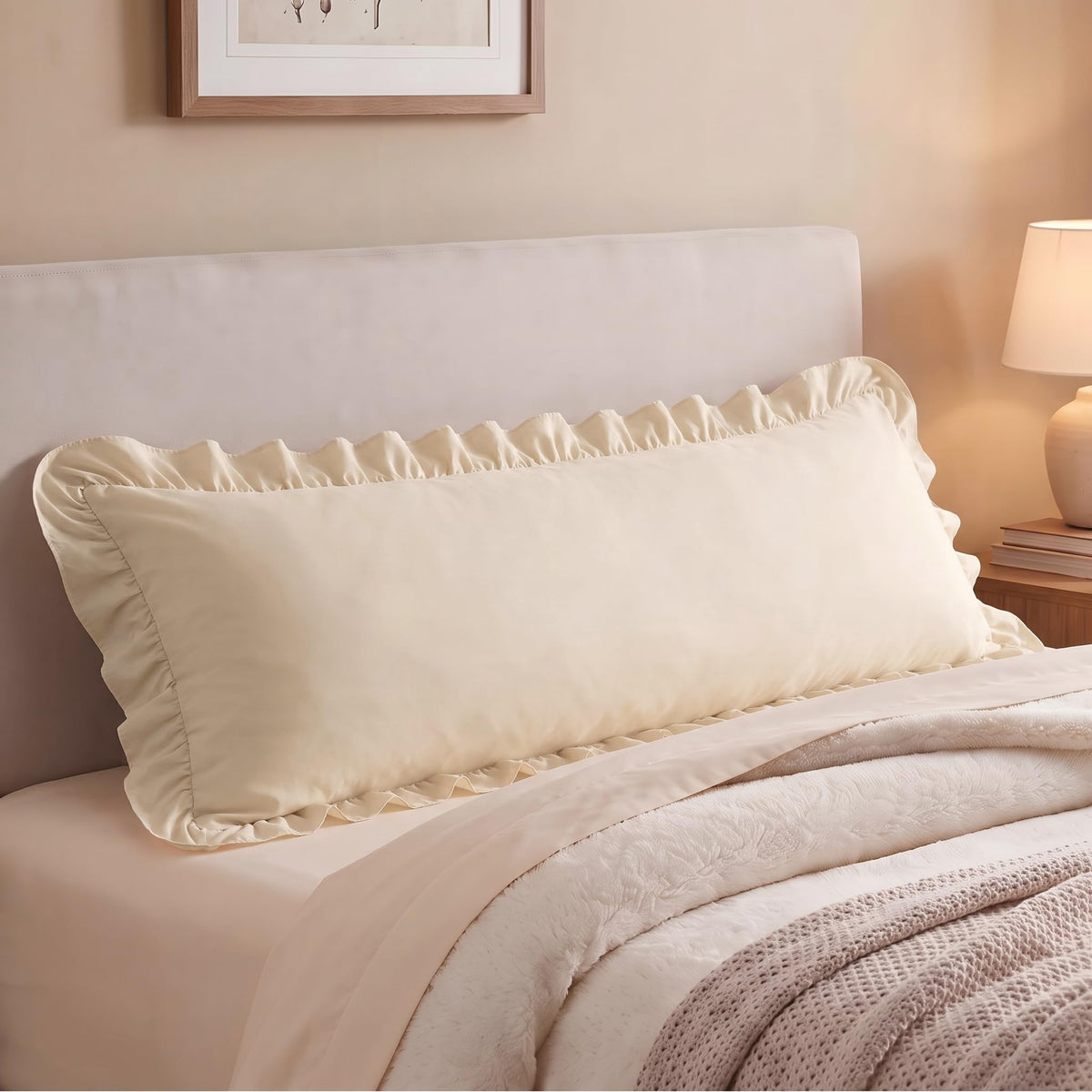 Bedsure Ruffle Pillow Cases Standard Size Set of 2, White Pillow Shams