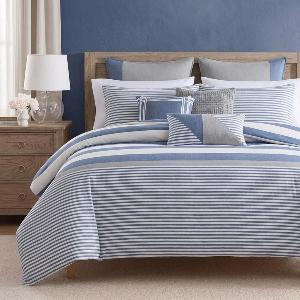 Nautica - Queen Duvet Cover Set with Shams, Reversible Bedding