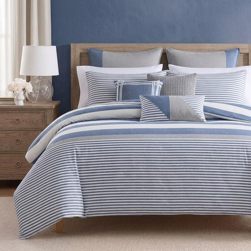 Nautica - Queen Duvet Cover Set with Shams, Reversible Bedding