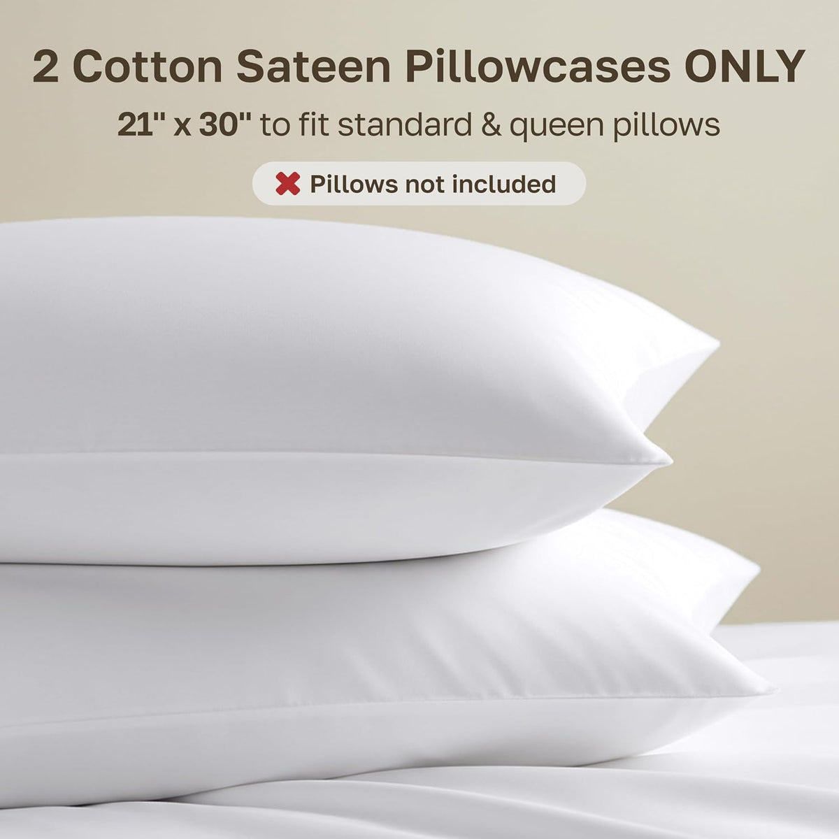 California Design Den 100% Egyptian Cotton 2 Pillow Cases Standard Size