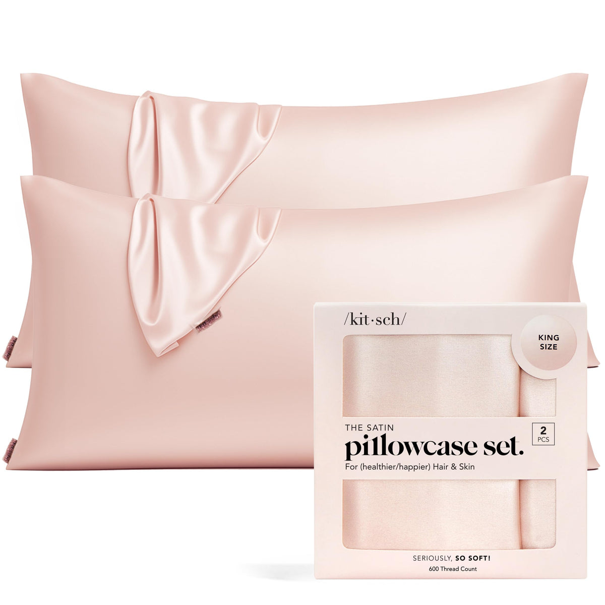 Kitsch Satin Pillowcase with Zipper - Standard Size, Ivory