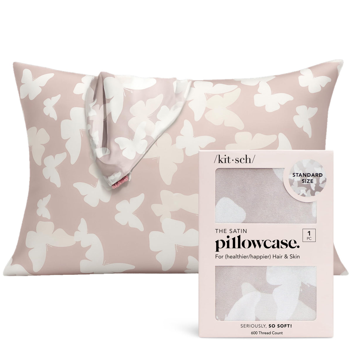 Kitsch Satin Pillowcase with Zipper - Standard Size, Ivory