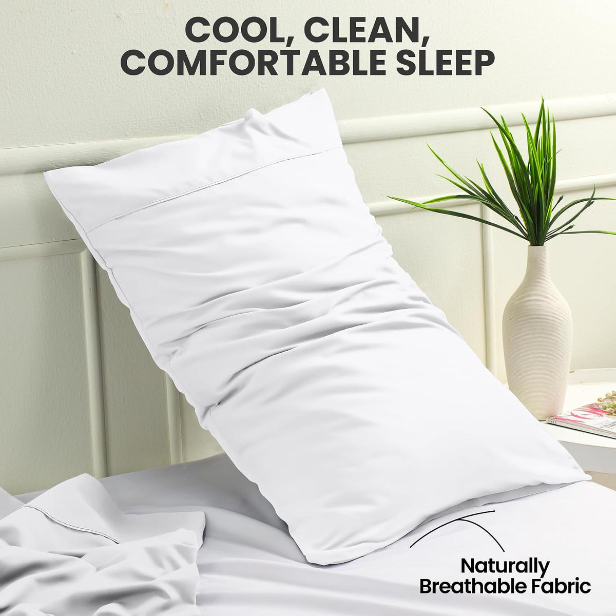 Pillow Covers Standard Size Set of 4, Soft and Comfy Pillow Cases, White