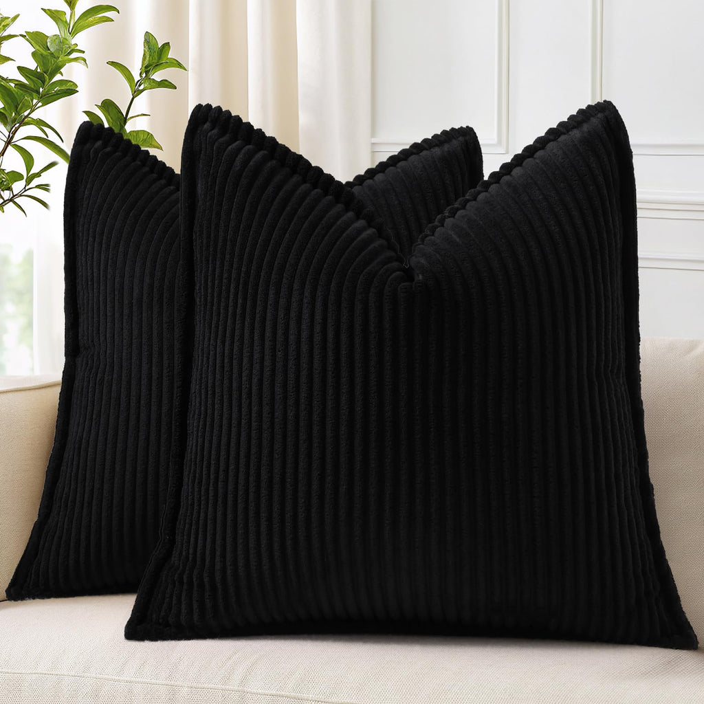 decorUhome Fall Corduroy Olive Green Throw Pillow Covers 18x18 Set of 2