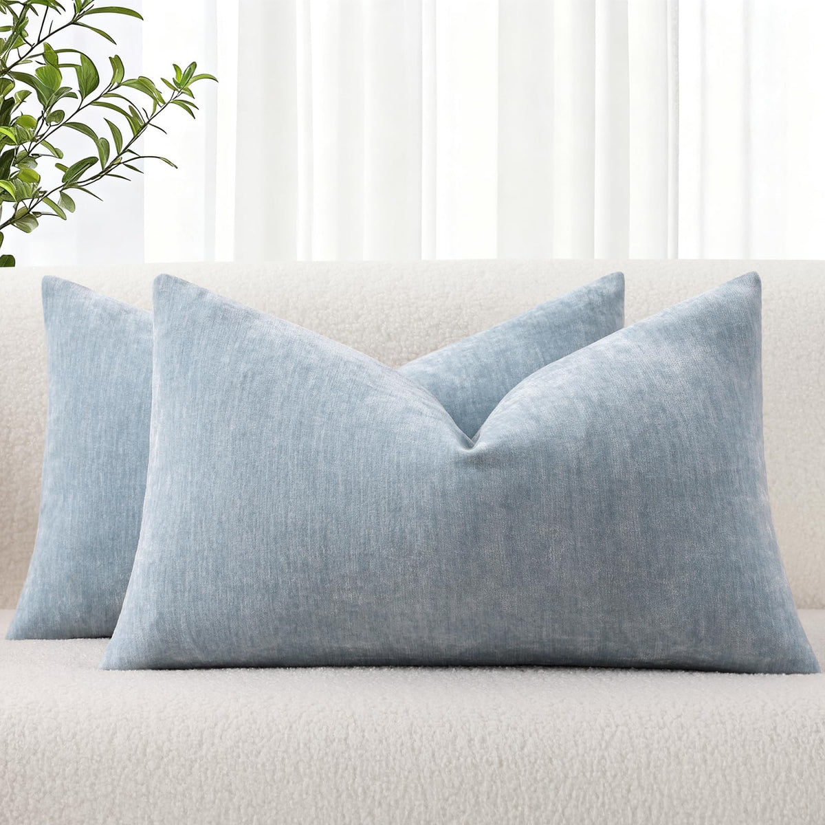 decorUhome Soft Chenille Blush Pink Throw Pillow Covers 18X18 Set of 2