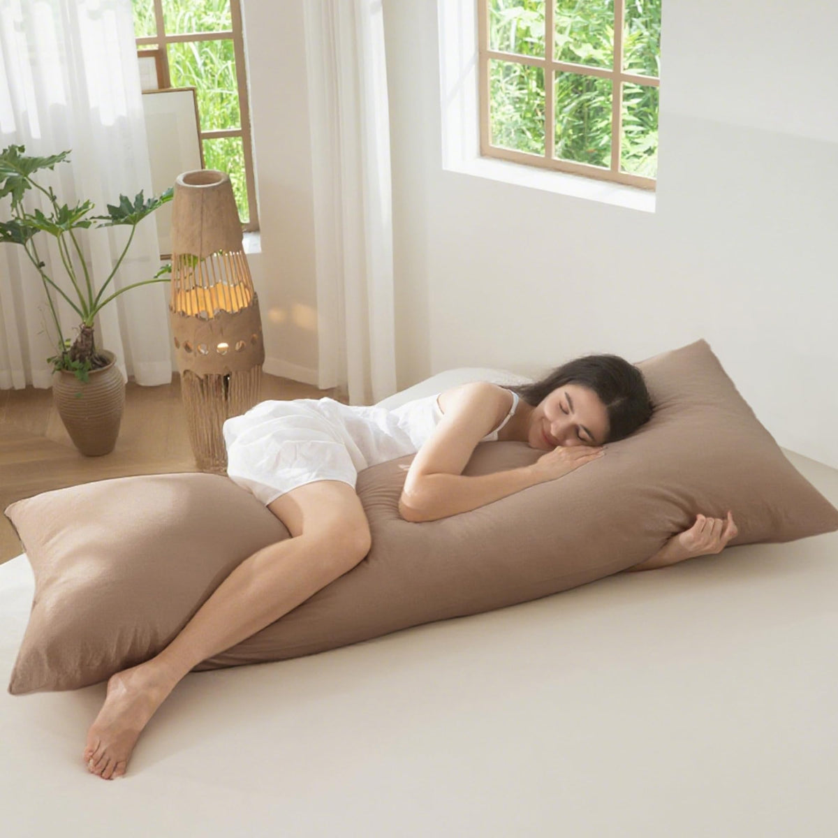 MOOMEE Pillowcase Set of 2 100% Washed Cotton Linen-Like Standard